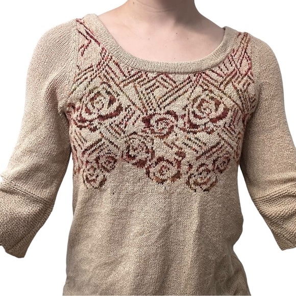 Free People Sweater Top Blouse Knit Wool Brown Boho Fall Fairy Grunge Size Small - Picture 2 of 8